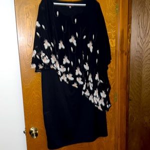 Hanna Nikole Black dress with attached sheer Shaw  24W